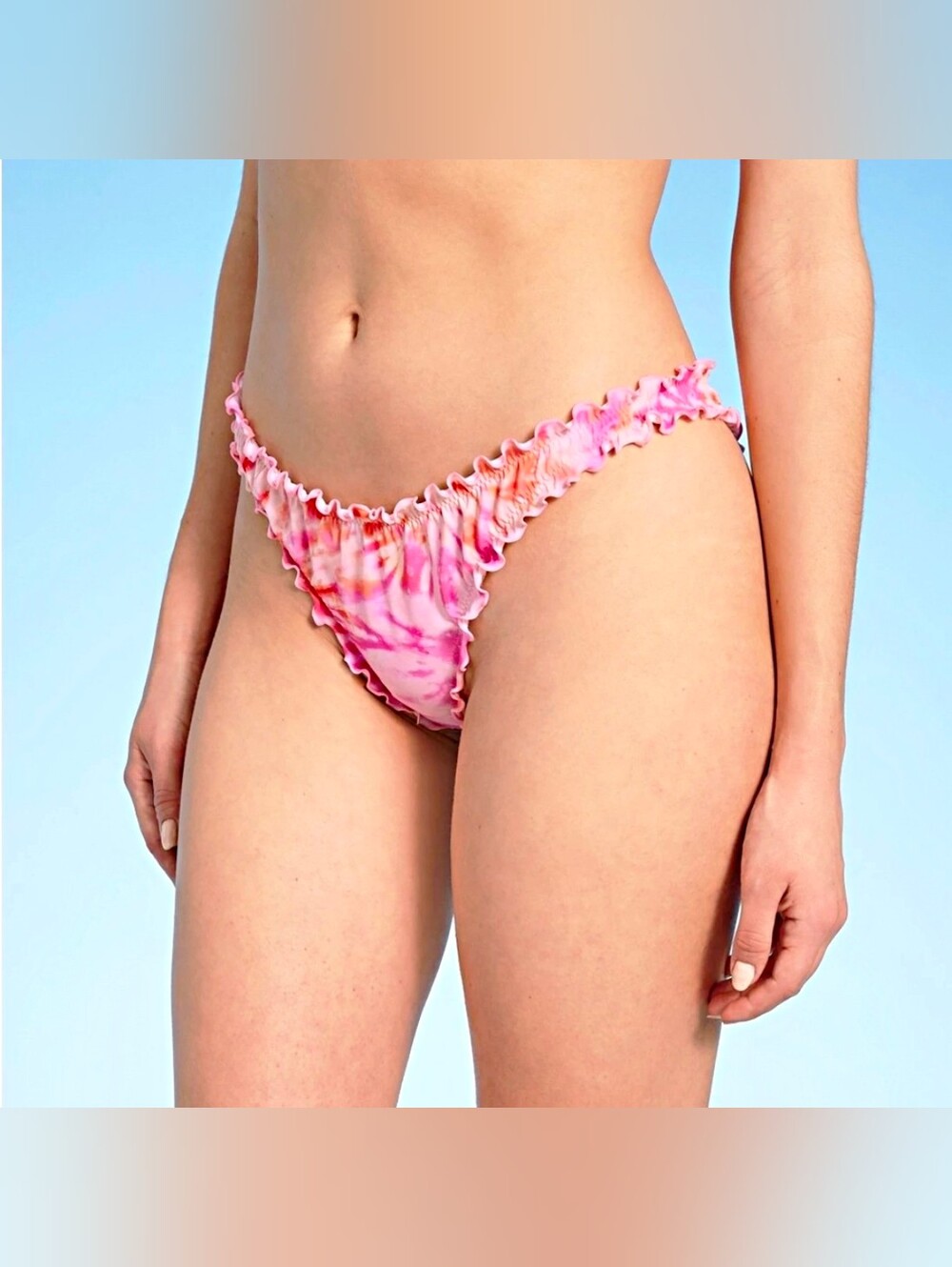 Women' High Leg Extra Cheeky Ruffle Bikini Bottom SMALL (4-6)